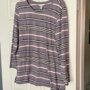 Christopher & Banks Lavender Striped Blouse